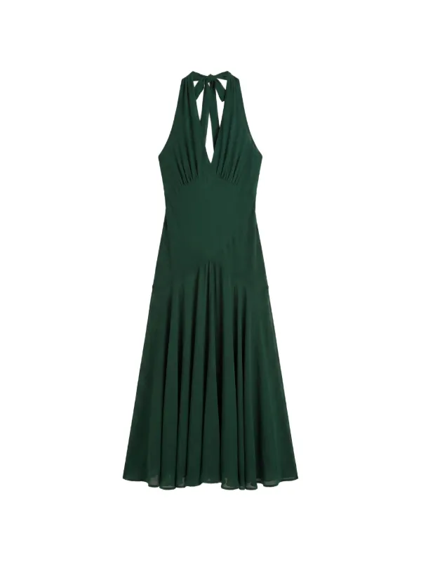 reformation briony sleeveless a-line midi dress | Green Modest Bridal by Mon sizechart-maxi-dress-with-sleeve-hips Size:6-10 100% viscose