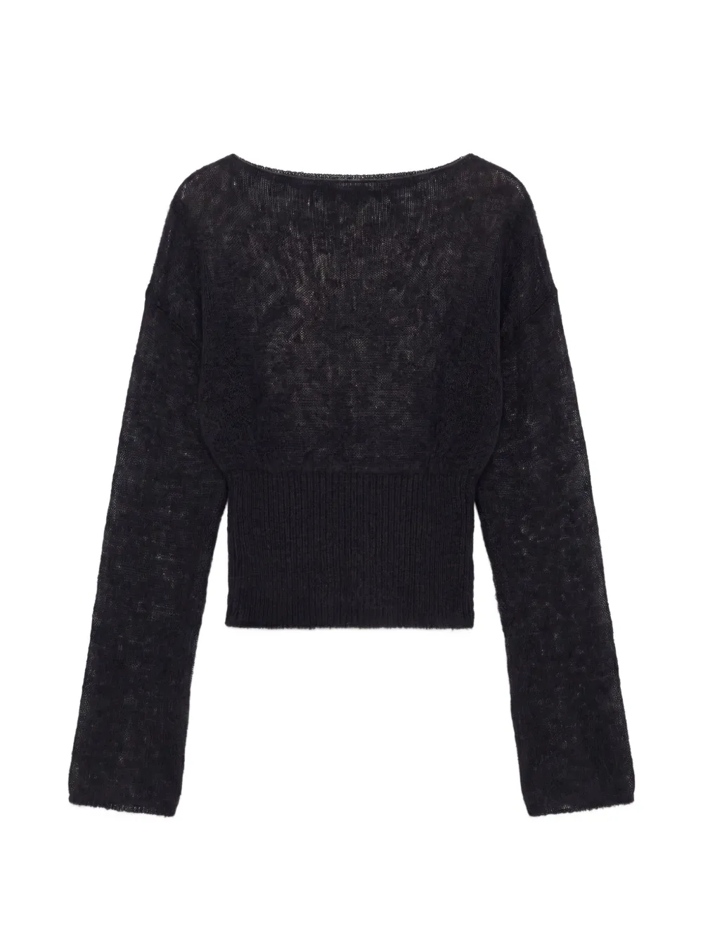 Reformation Soren sheer-knit sweater Zwart