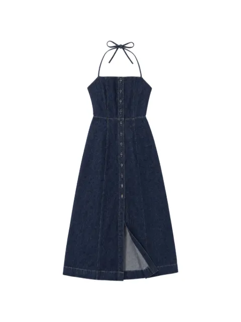 Reformation Manon halterneck denim midi dress