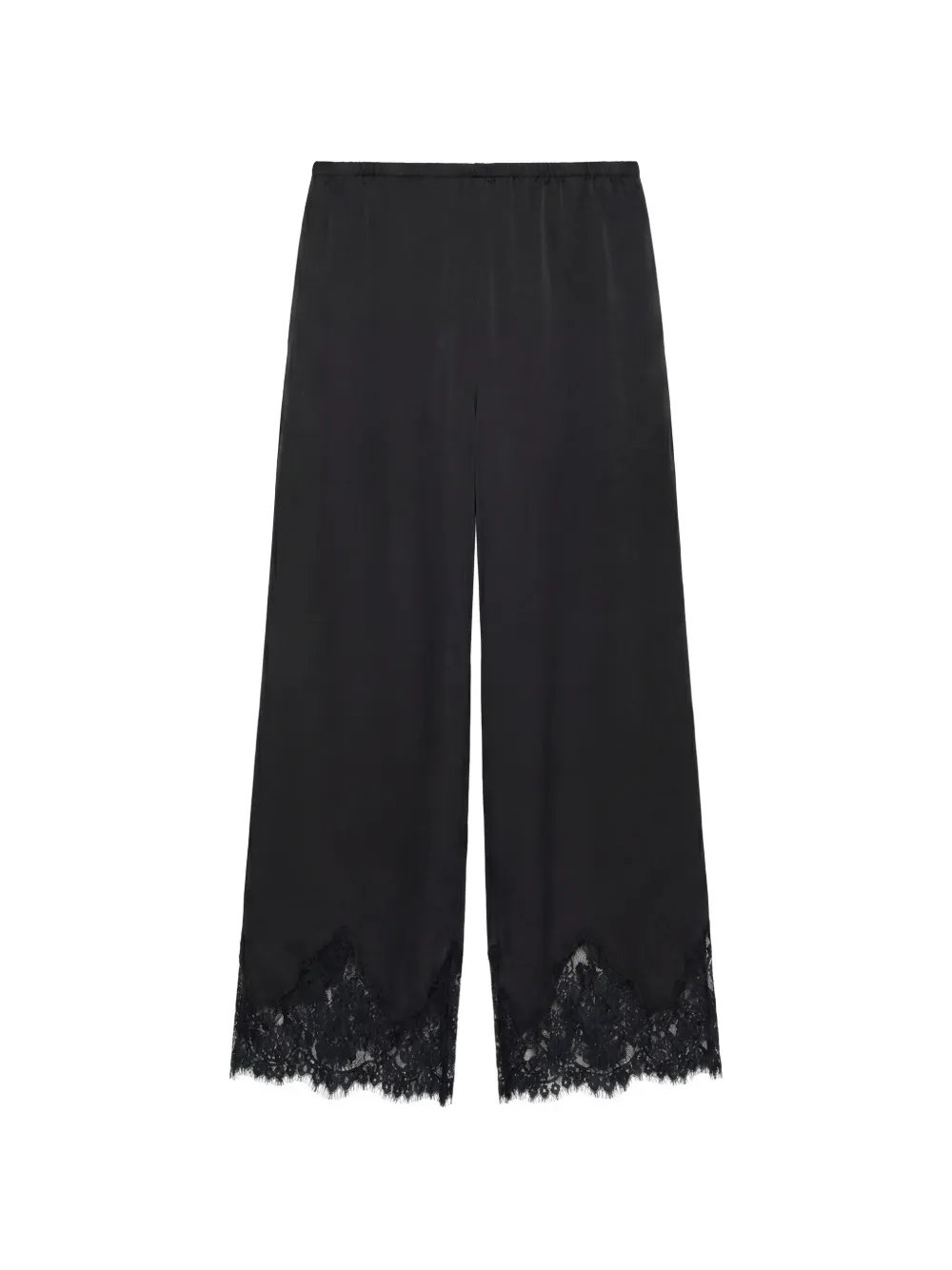 Reformation Carolina Seidenhose mit Spitzenbesatz - Schwarz