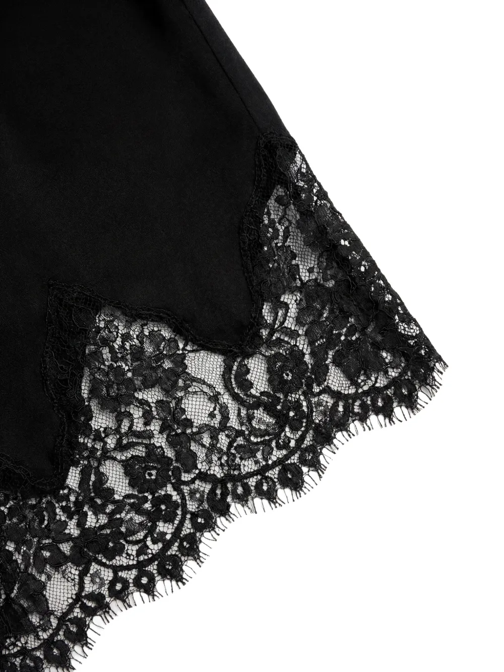 Reformation Carolina zijden broek met kanten afwerking Zwart