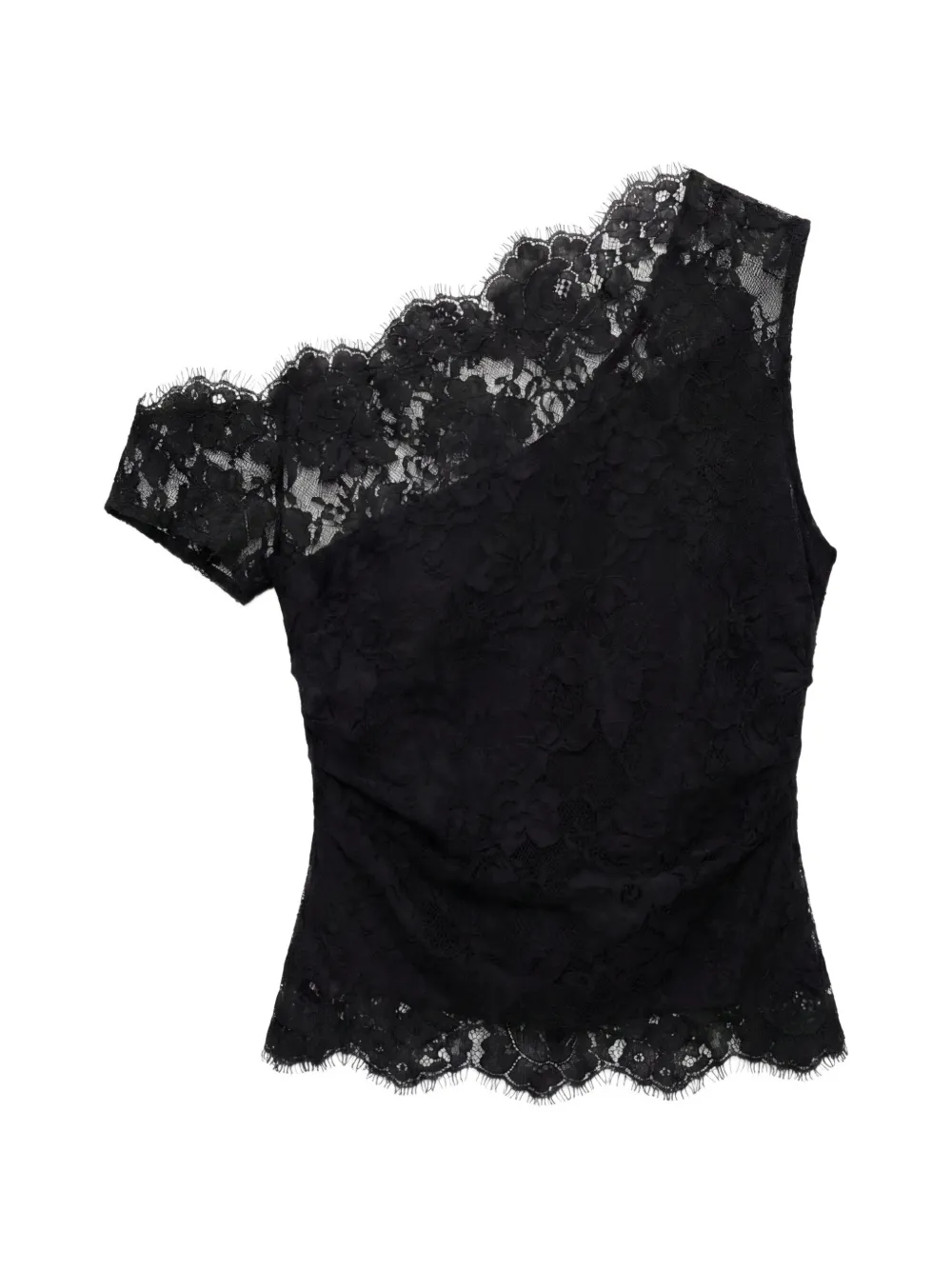 Reformation Oriana asymmetrische top met kant Zwart