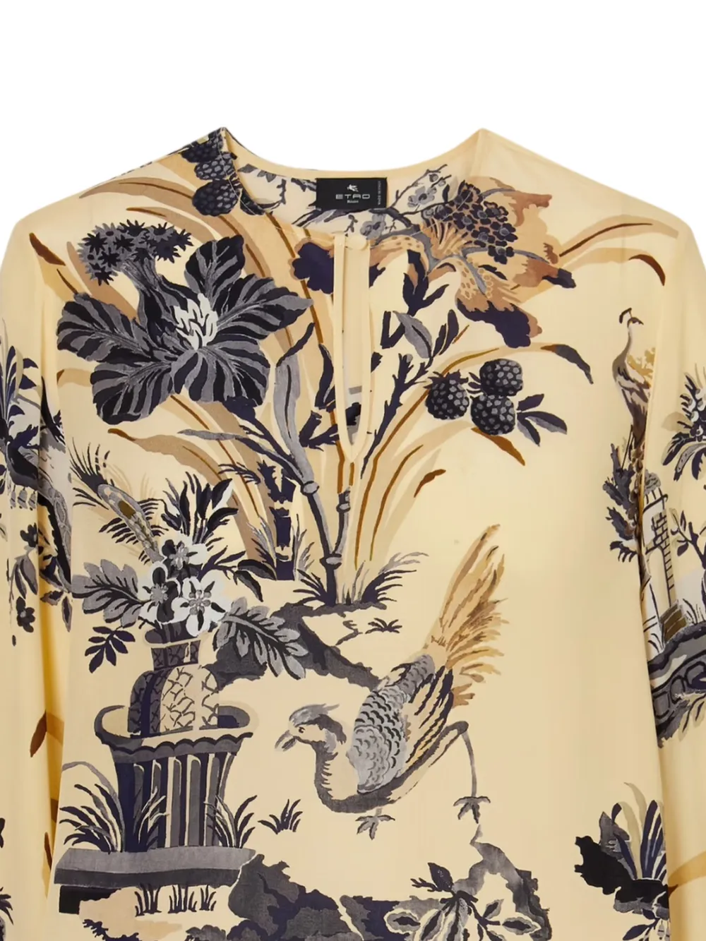 ETRO floral-print silk blouse Beige