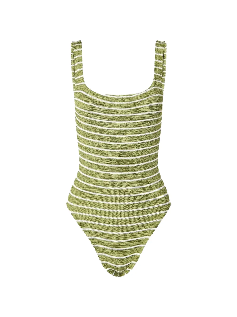 Hunza G striped crinkle-effect swimsuit - Verde