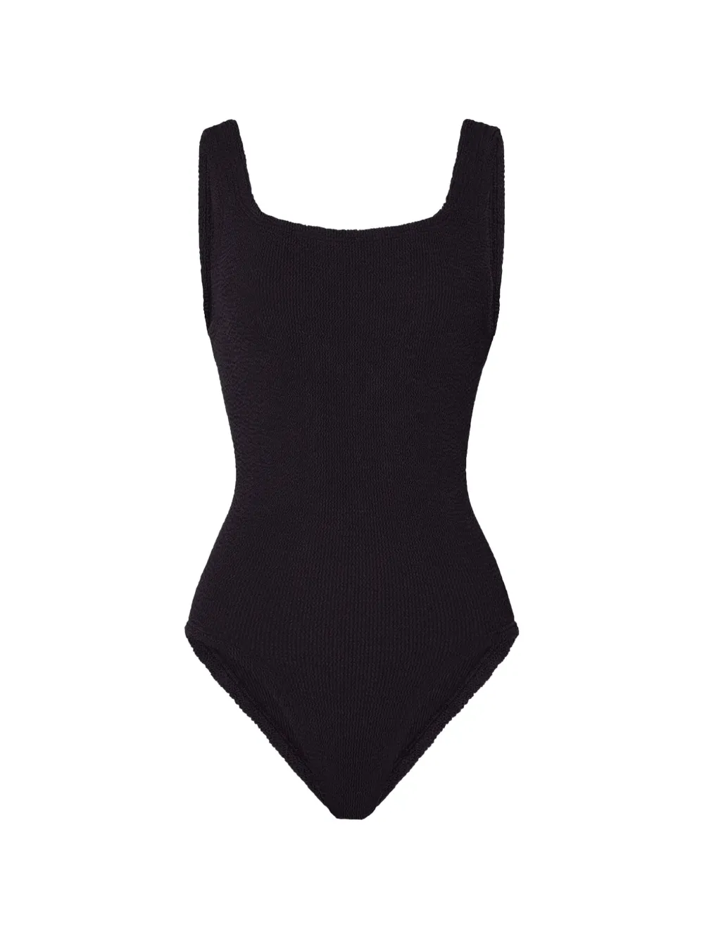 Hunza G crinkle-effect square-neck swimsuit - Nero