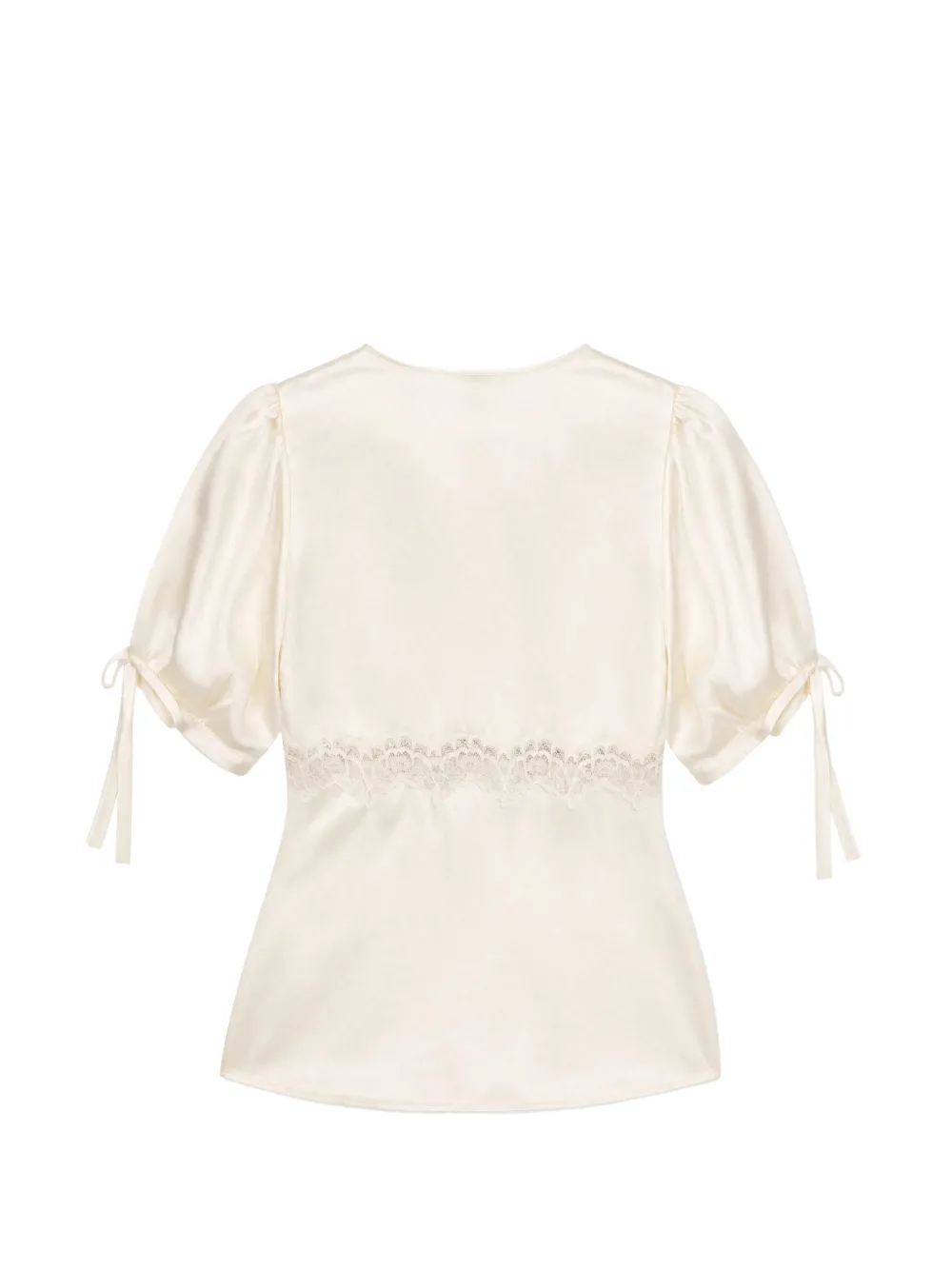 Reformation Dolly lace-trim silk blouse Beige