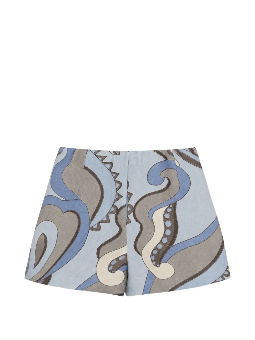 Reformation June abstract-print linen shorts Blauw