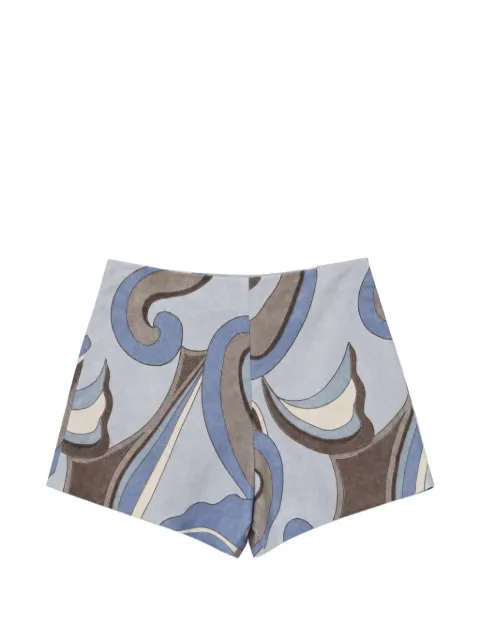Reformation June abstract-print linen shorts