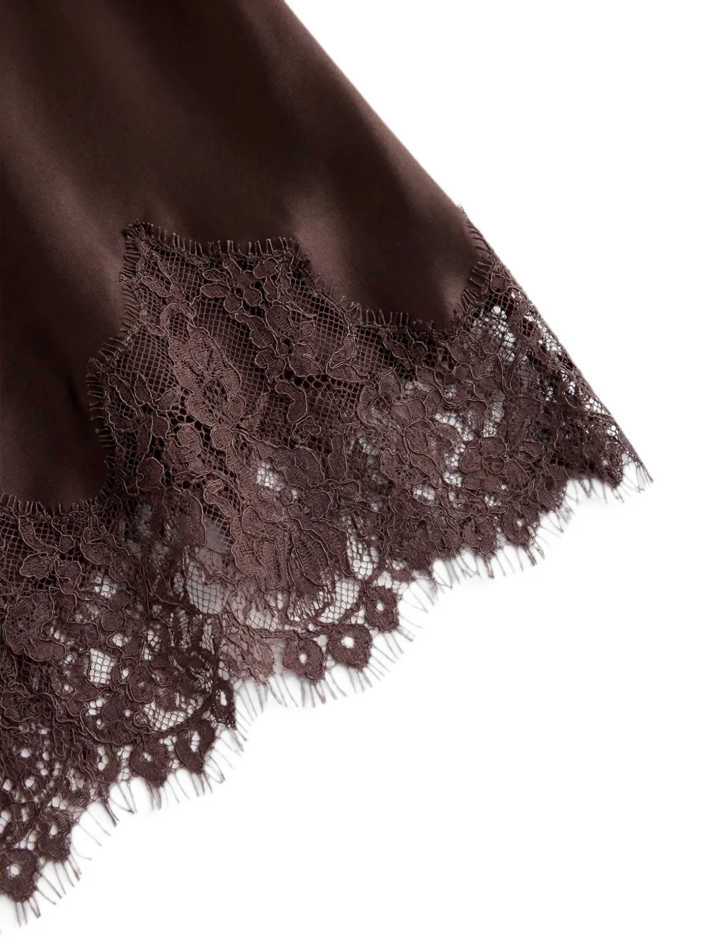 Reformation Carolina satijnen midi-rok met kanten afwerking Bruin