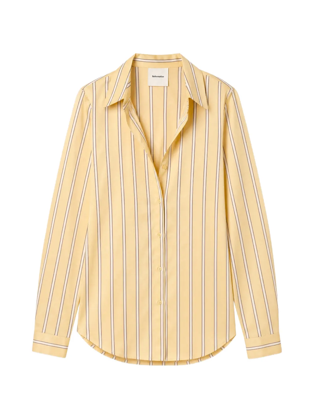 Reformation Alfie striped shirt Geel