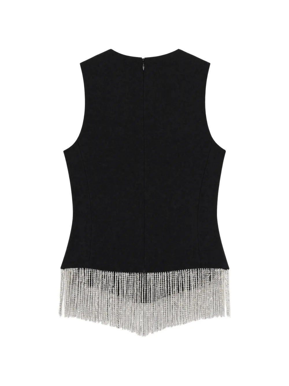 Reformation Sovina crystal-fringe sleeveless top Zwart