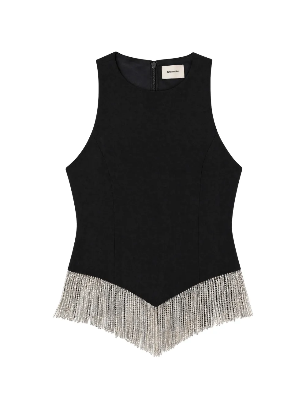 Reformation Sovina crystal-fringe sleeveless top - Nero