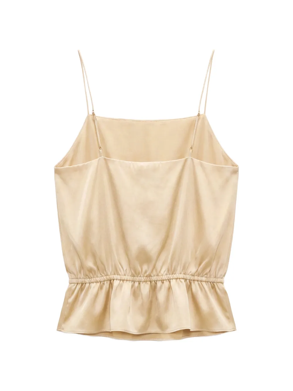 Reformation Fiorenzo zijden top met peplum-zoom Beige