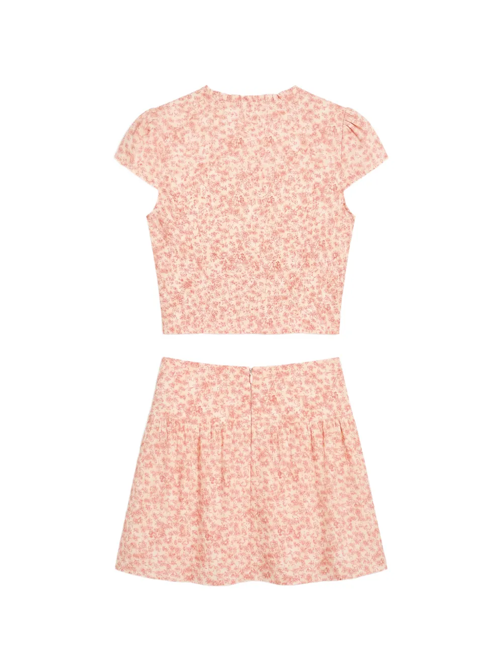 Reformation Dorothea rok en blouse met bloemenprint Beige