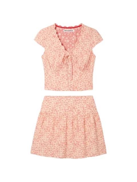 Reformation Dorothea floral-print skirt and blouse set