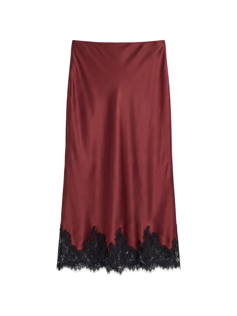 Reformation Carolina lace-trim silk midi skirt Rood