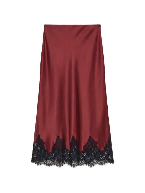 Reformation Carolina lace-trim silk midi skirt