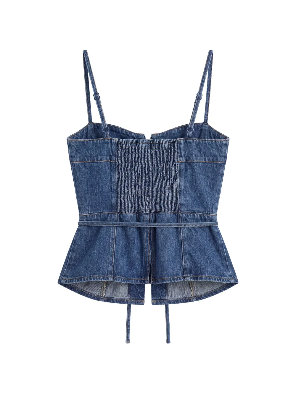Reformation Clayten lace-up peplum top Blauw