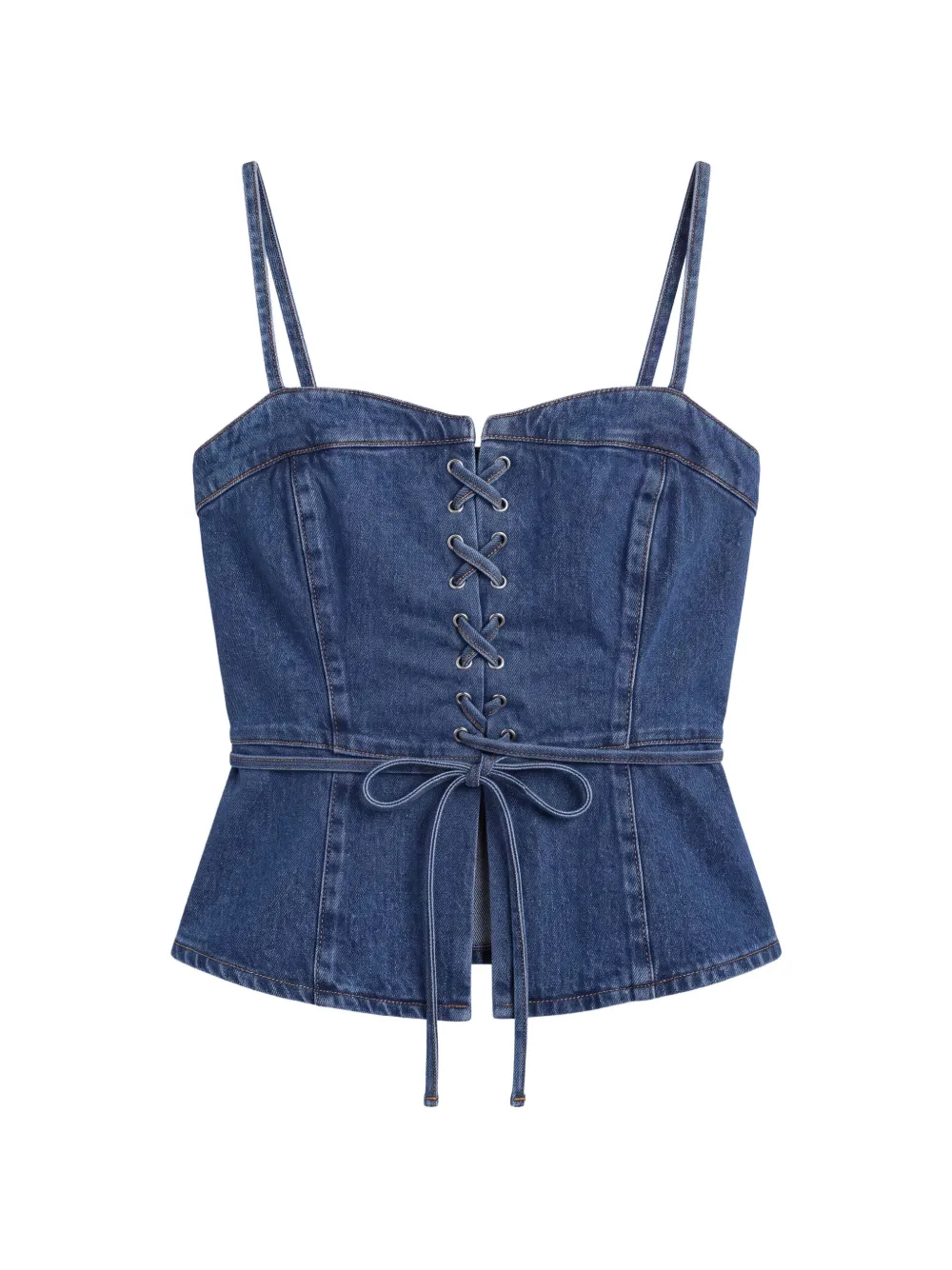 Reformation Clayten lace-up peplum top