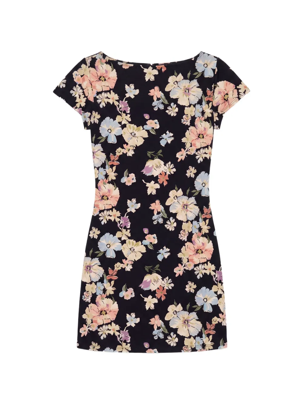 Reformation Jensen Floral-print Mini Dress In 블랙