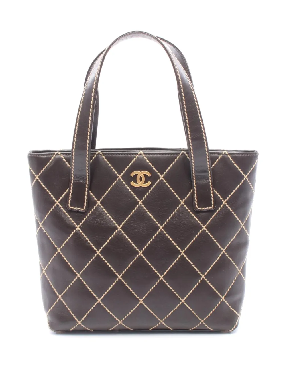CHANEL Pre-Owned 2004-2005 CC Wild Stitch Tote Bag aus Kalbsleder - Braun
