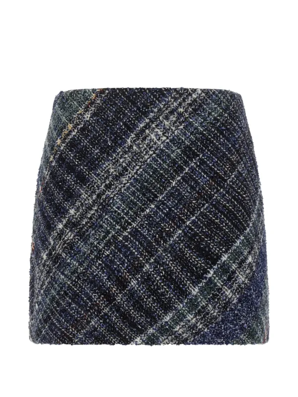 Missoni Wool-blend Check Mini Skirt in Blue