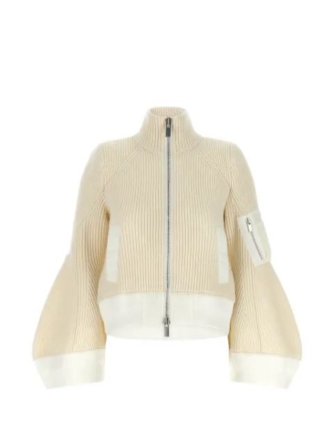 sacai ribbed-knit panelled jacket
