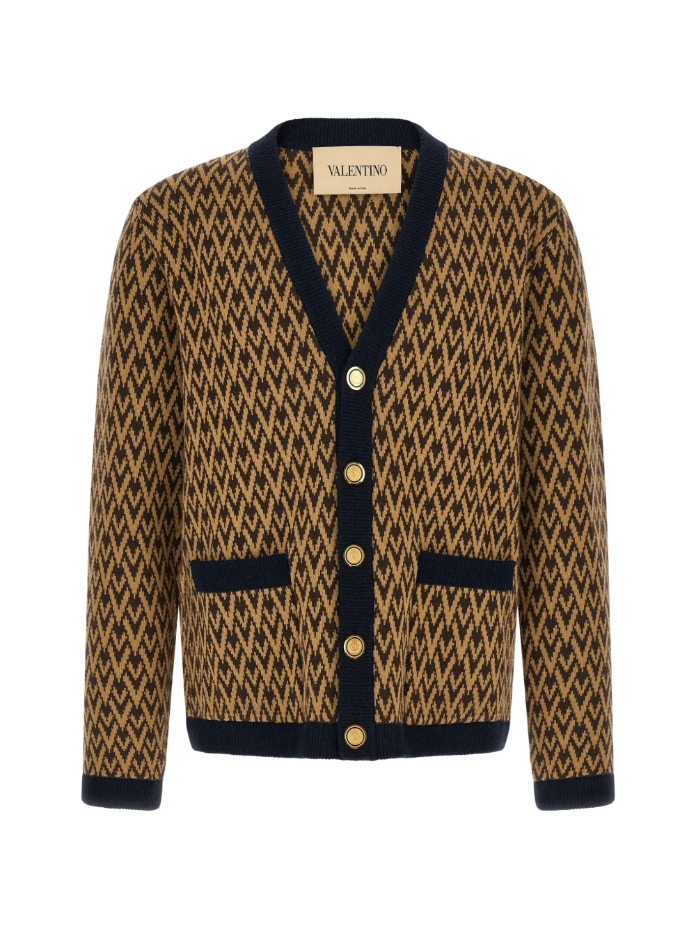 Valentino Garavani Toute La V jacquard-knit cardigan - Marrone