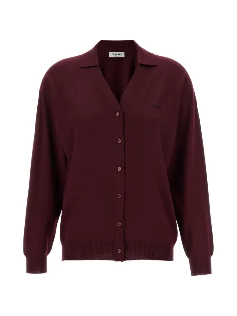 Miu Miu logo-embroidered collared cardigan
