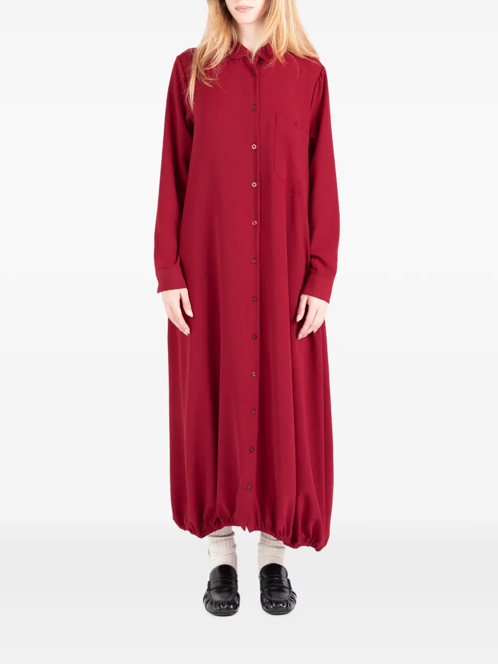 Société Anonyme Le Panier bubble-hem shirt midi dress - Rot