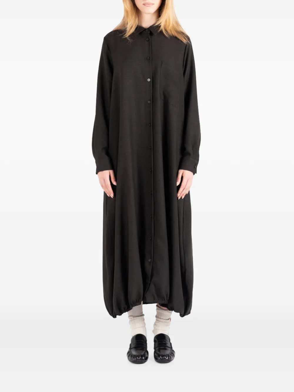 Société Anonyme elasticated-hem maxi shirt dress - Schwarz