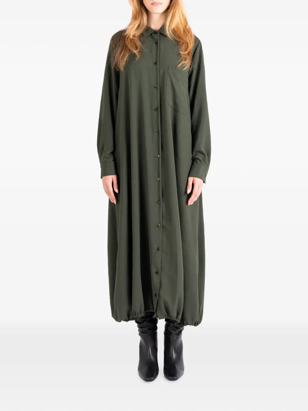 Société Anonyme le Panier long-sleeve bubble-hem maxi dress - Grün
