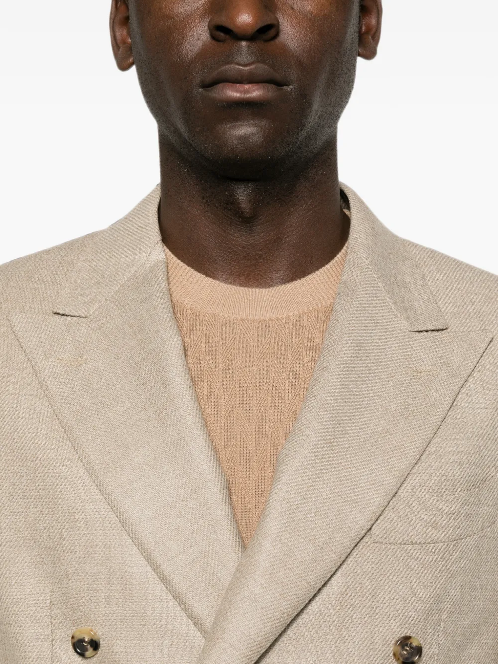 Canali Blazer met dubbele rij knopen en puntige revers Beige