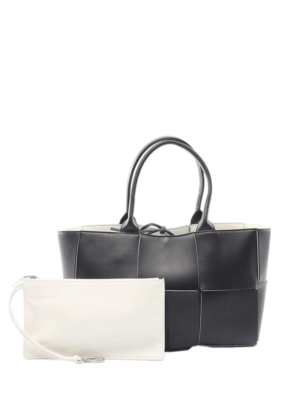Bottega Veneta Pre-Owned 2012-2026 kleiner Arco Tote Bag mit Maxi-Intrecciato-Muster - Schwarz