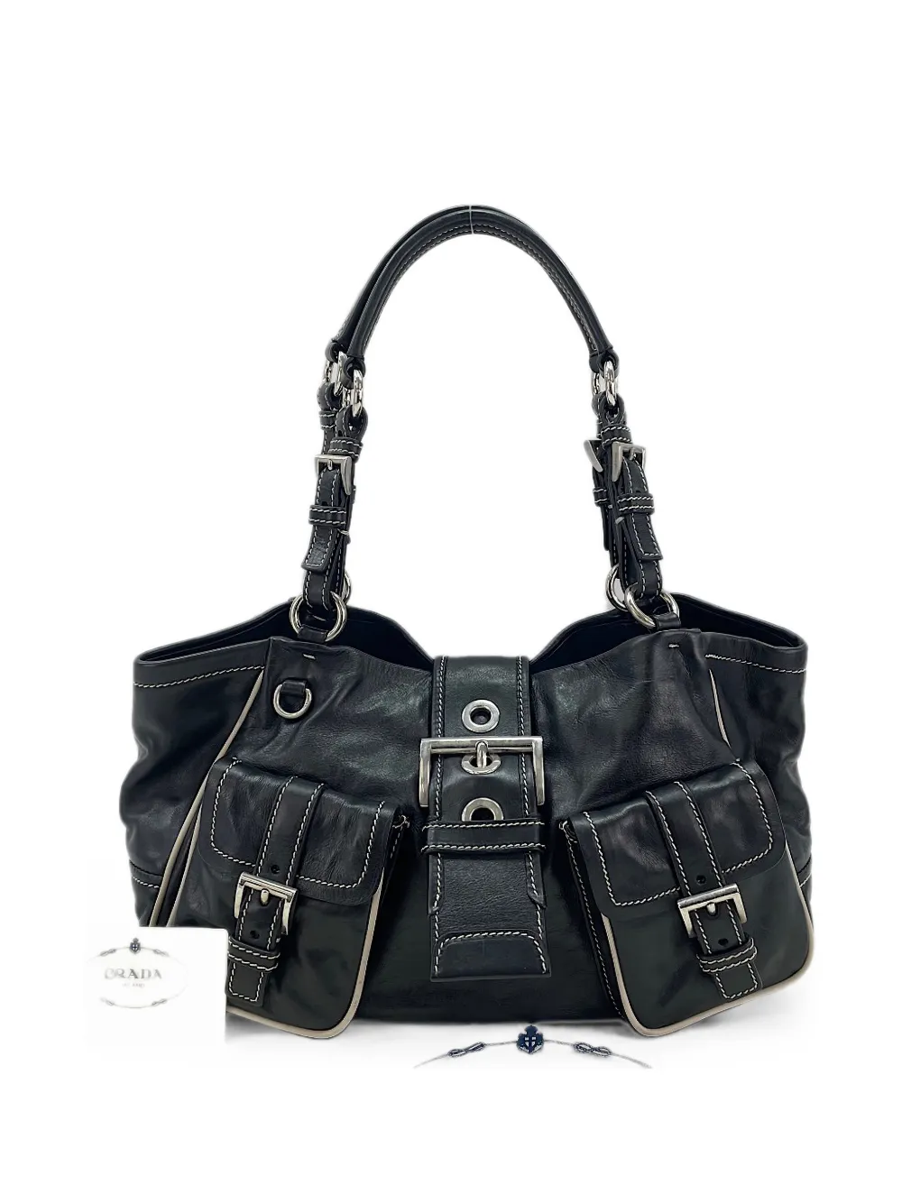 Prada Pre-Owned 2000s buckled leather tote bag - Black