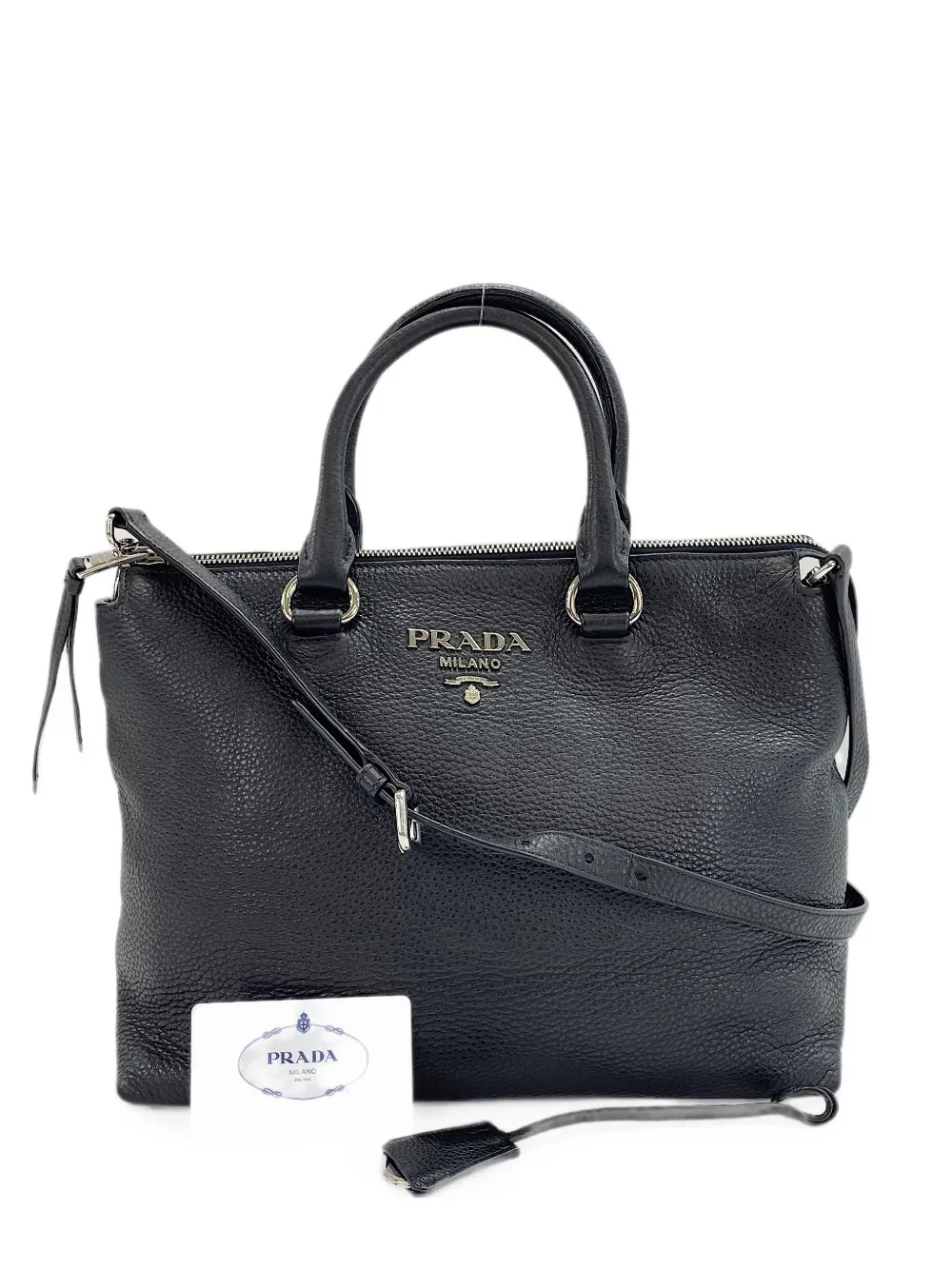 Prada Pre-Owned 2010s logo plaque handbag - Black