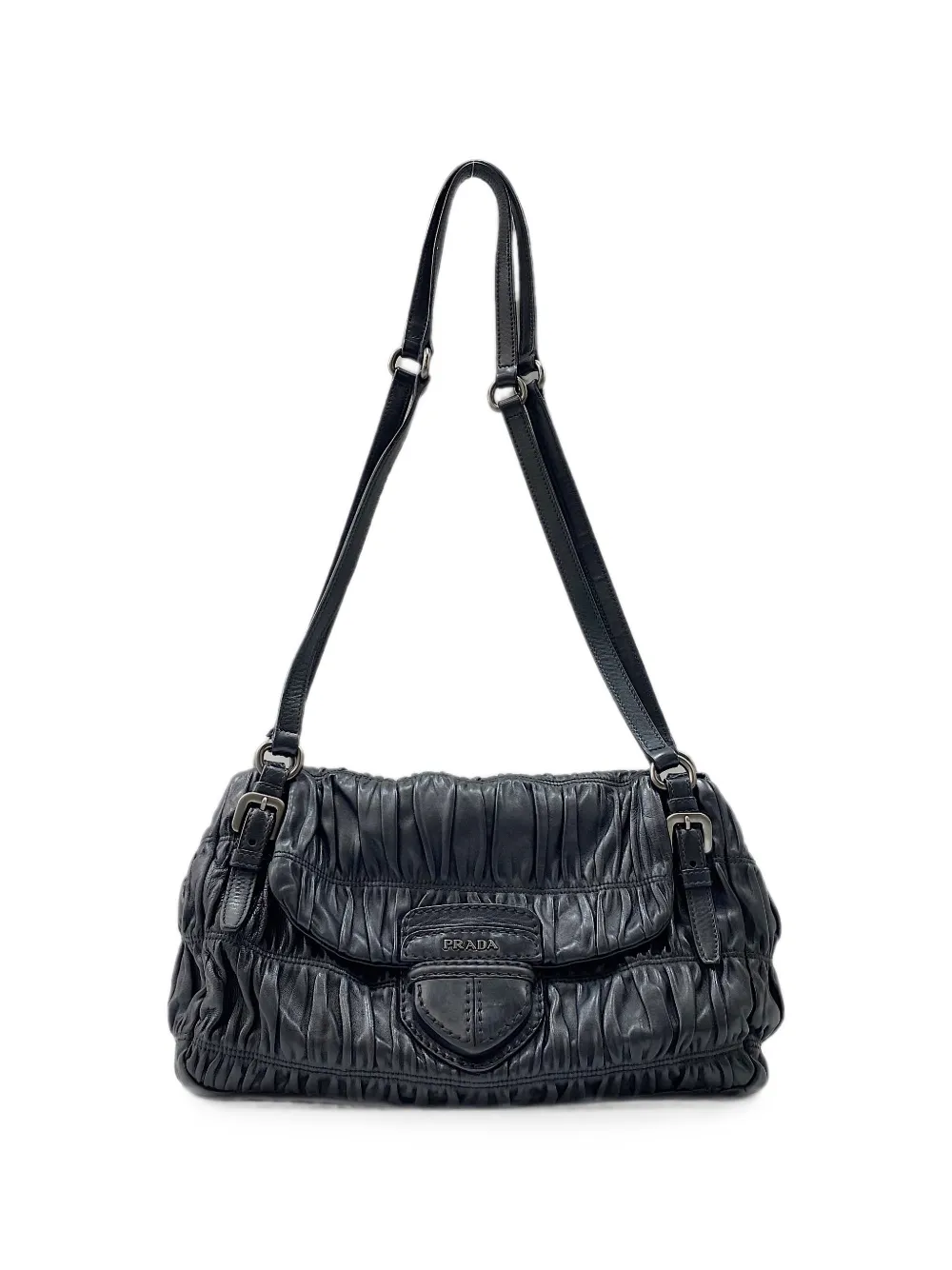 Prada Pre-Owned 2000-2010 ruched leather tote bag - Black