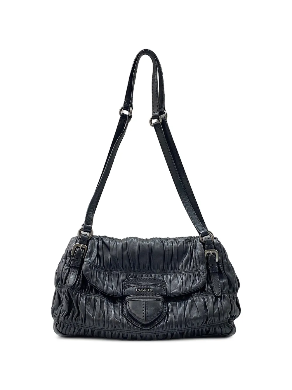 Prada Pre-Owned 2000-2010 ruched leather tote bag - Schwarz