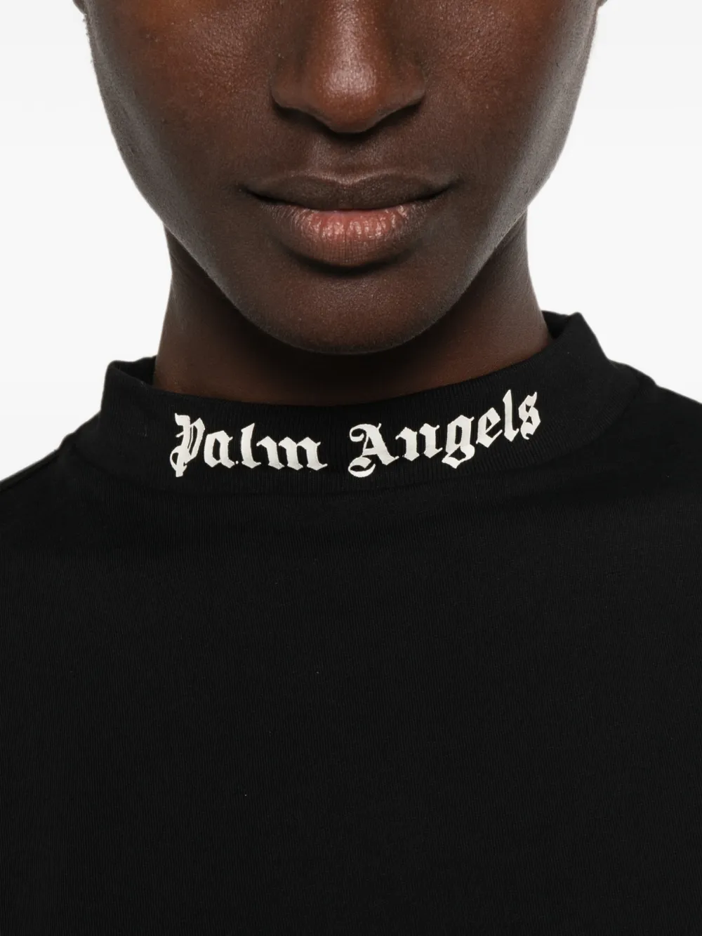 Palm Angels Cropped T-shirt met logoprint Zwart