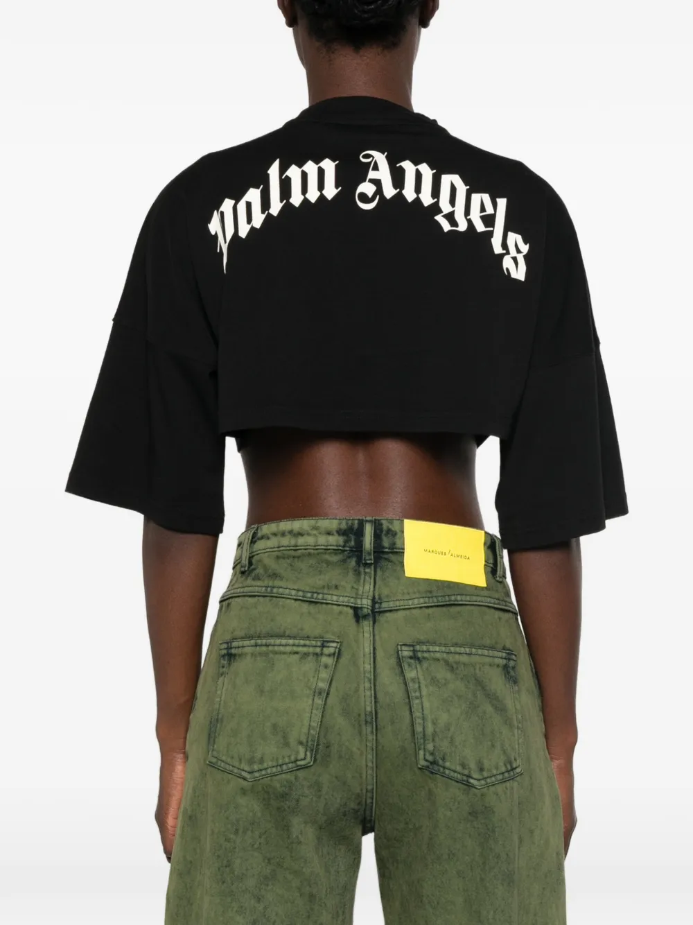 Palm Angels Cropped T-shirt met logoprint Zwart