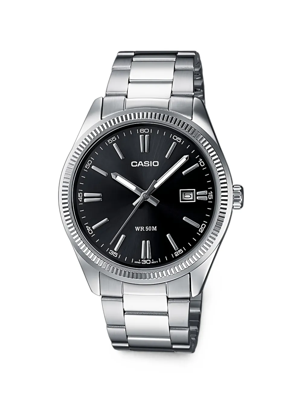 Casio 플루티드 베젤 39mm 시계 In Metallic