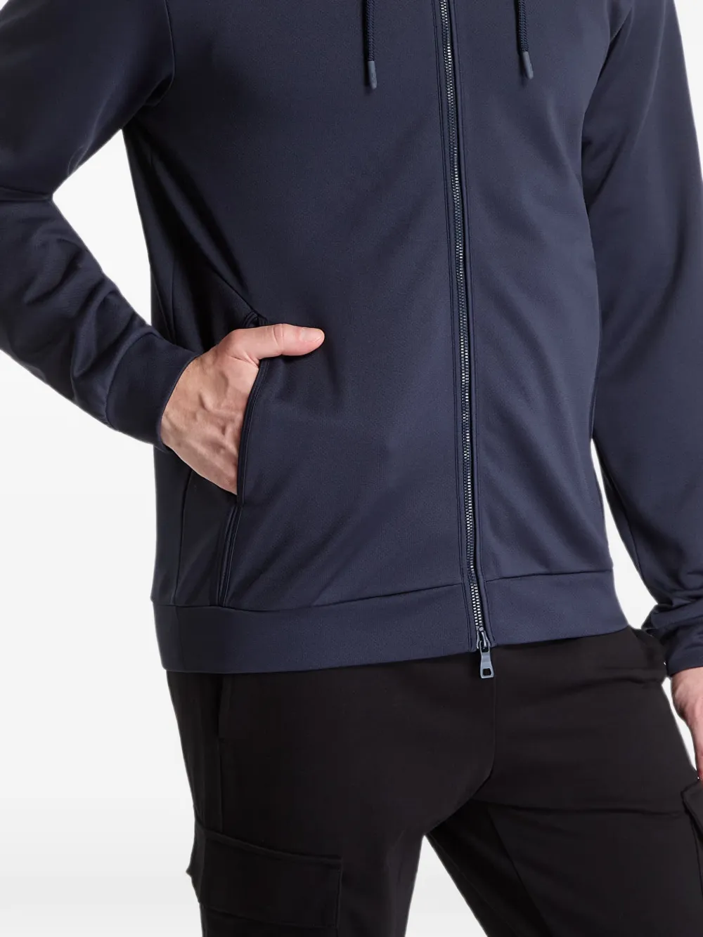Ea7 Emporio Armani Lux Identity logo-plaque zip-up hoodie Blauw