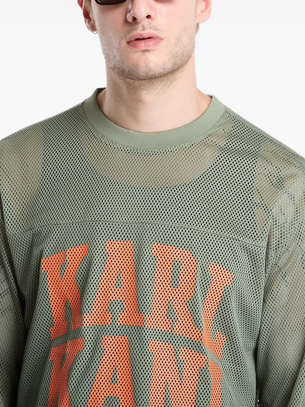 karl kani T-shirt met logoprint en mesh Groen
