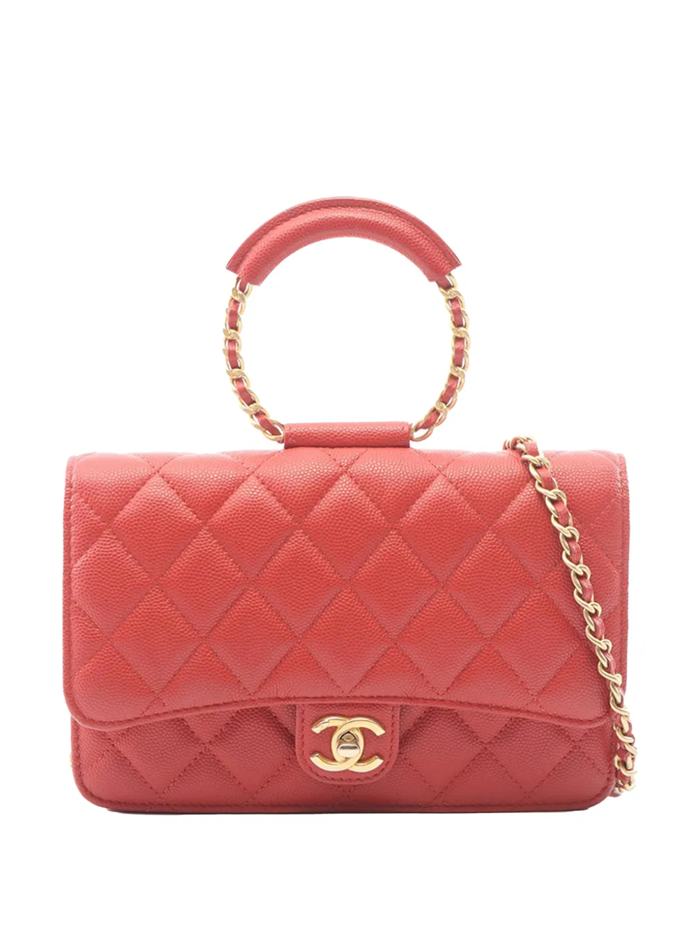 CHANEL Pre-Owned 2019 mittelgroße Caviar In The Loop Flap Satchel-Tasche - Rot