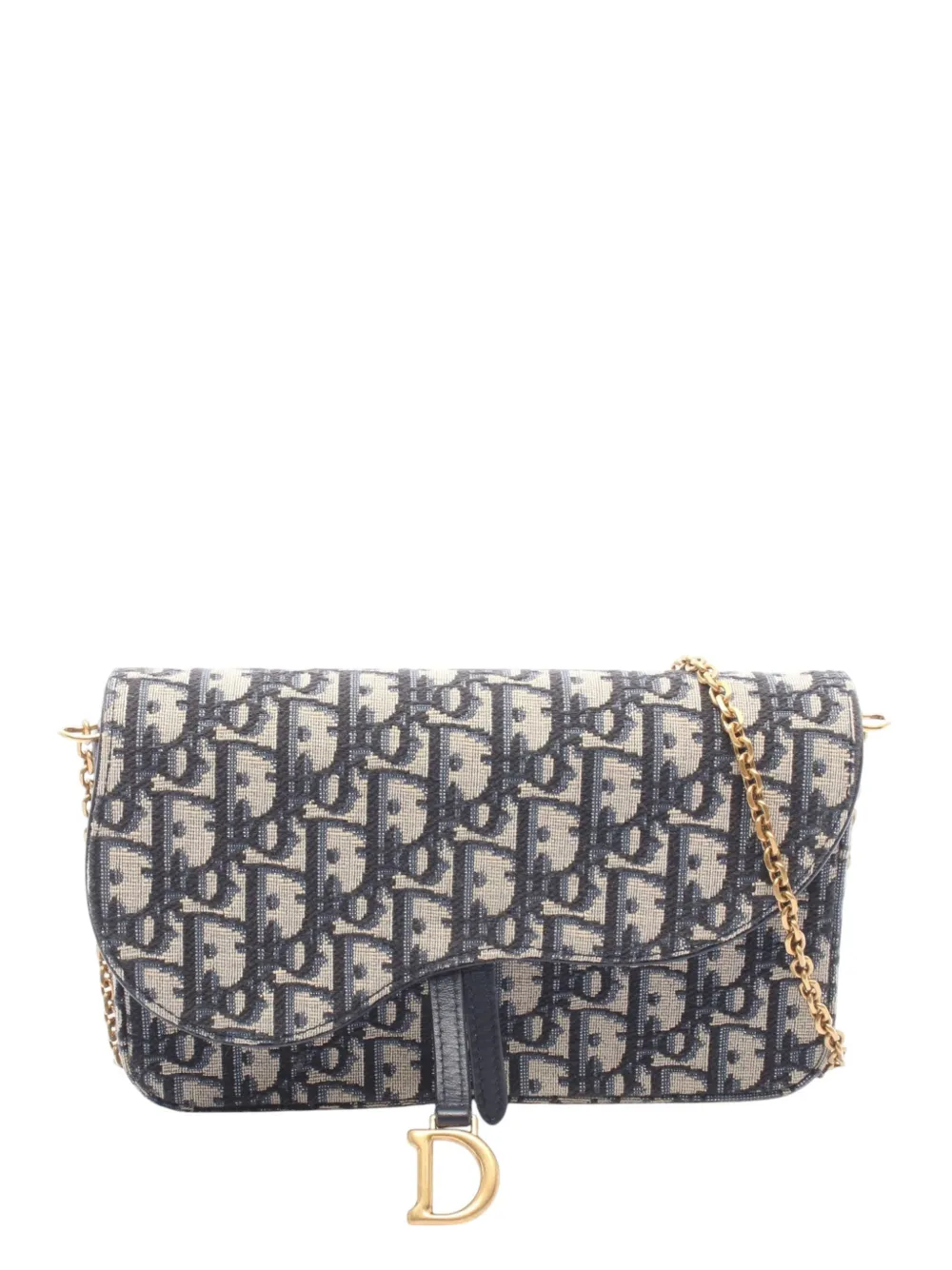 Christian Dior Pre-Owned 2000-2026 Oblique Canvas Saddle Pouch Wallet on Chain crossbody bag - Blue