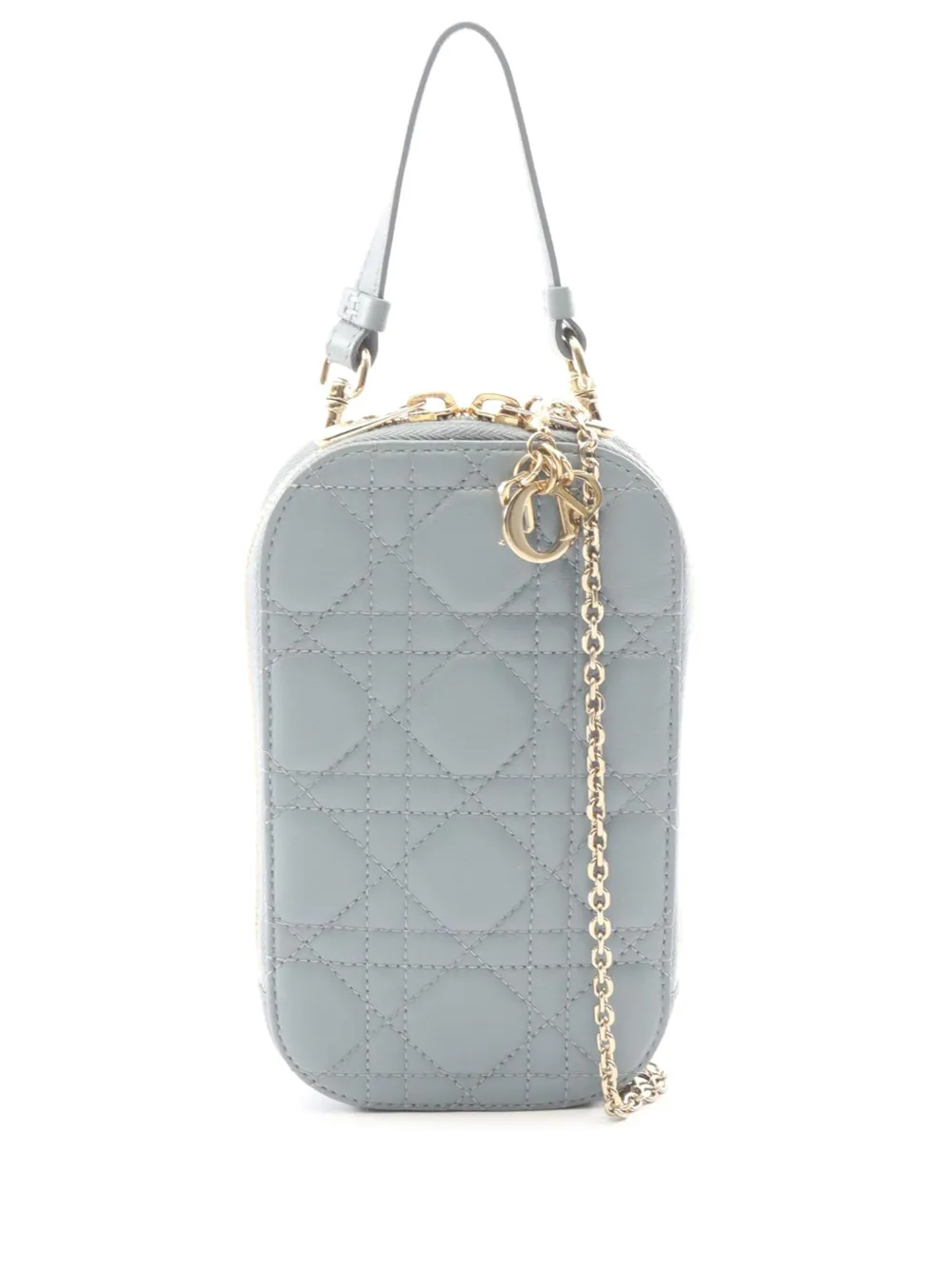 Christian Dior Pre-Owned 2021 Lambskin Cannage Lady Dior Call in Phone Holder satchel - Blue