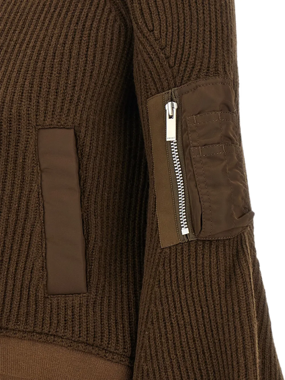 sacai ribbed-knit high-neck jacket Bruin