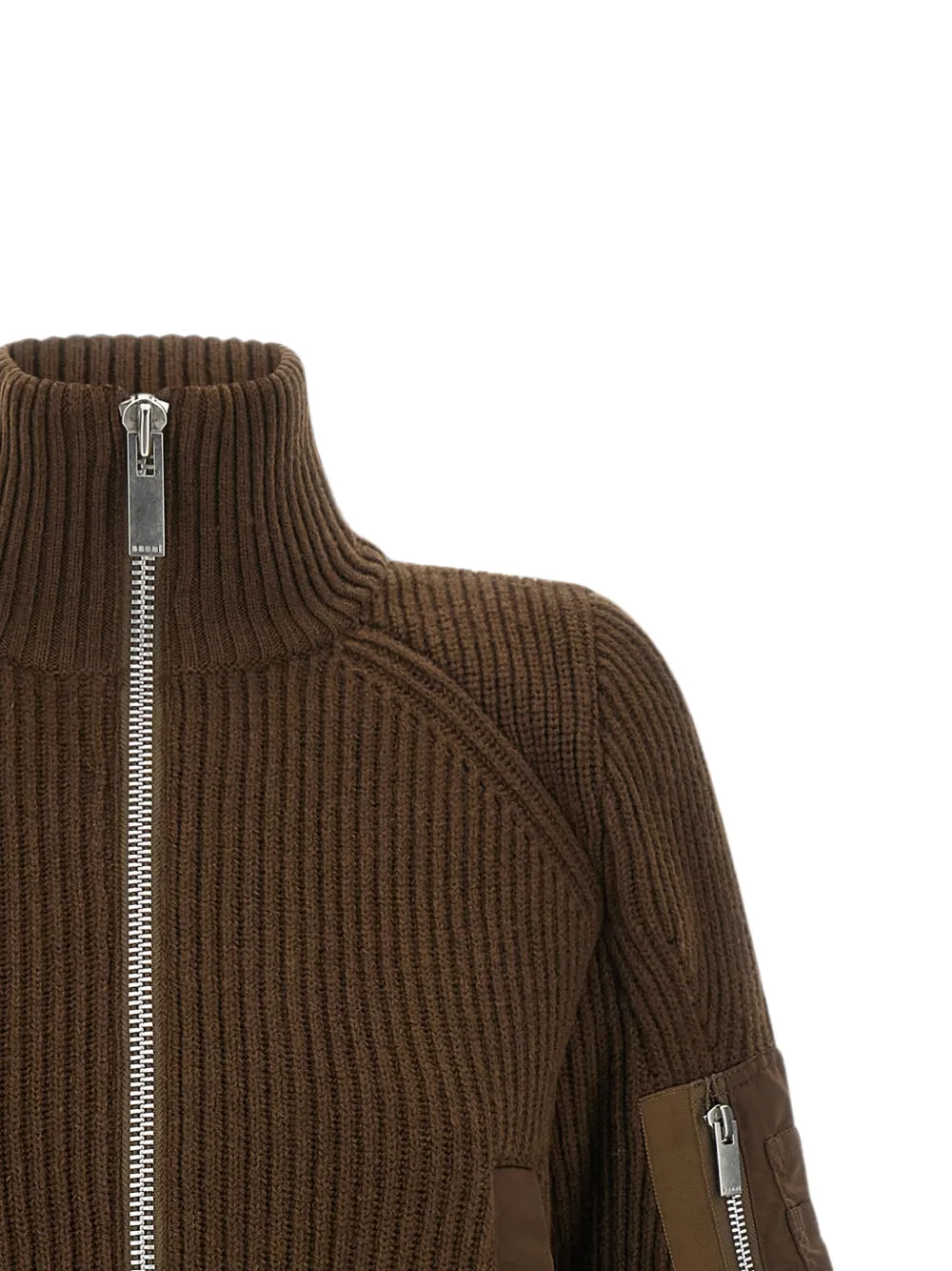 sacai ribbed-knit high-neck jacket Bruin