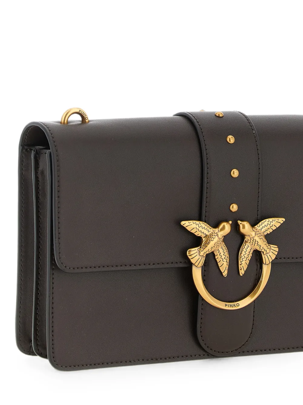 PINKO Love One Classic leather cross body bag Bruin