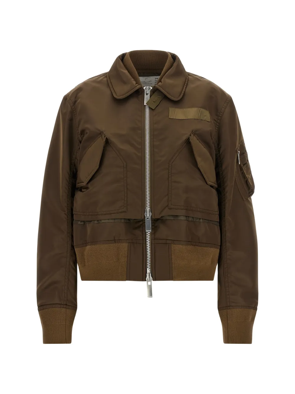 sacai layered zip-up jacket - Braun